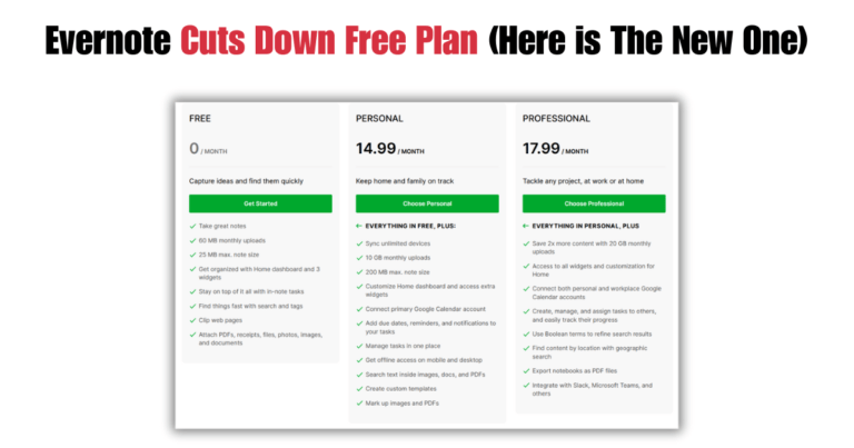 Evernote Cuts Down Free Plan (Here is The New One)